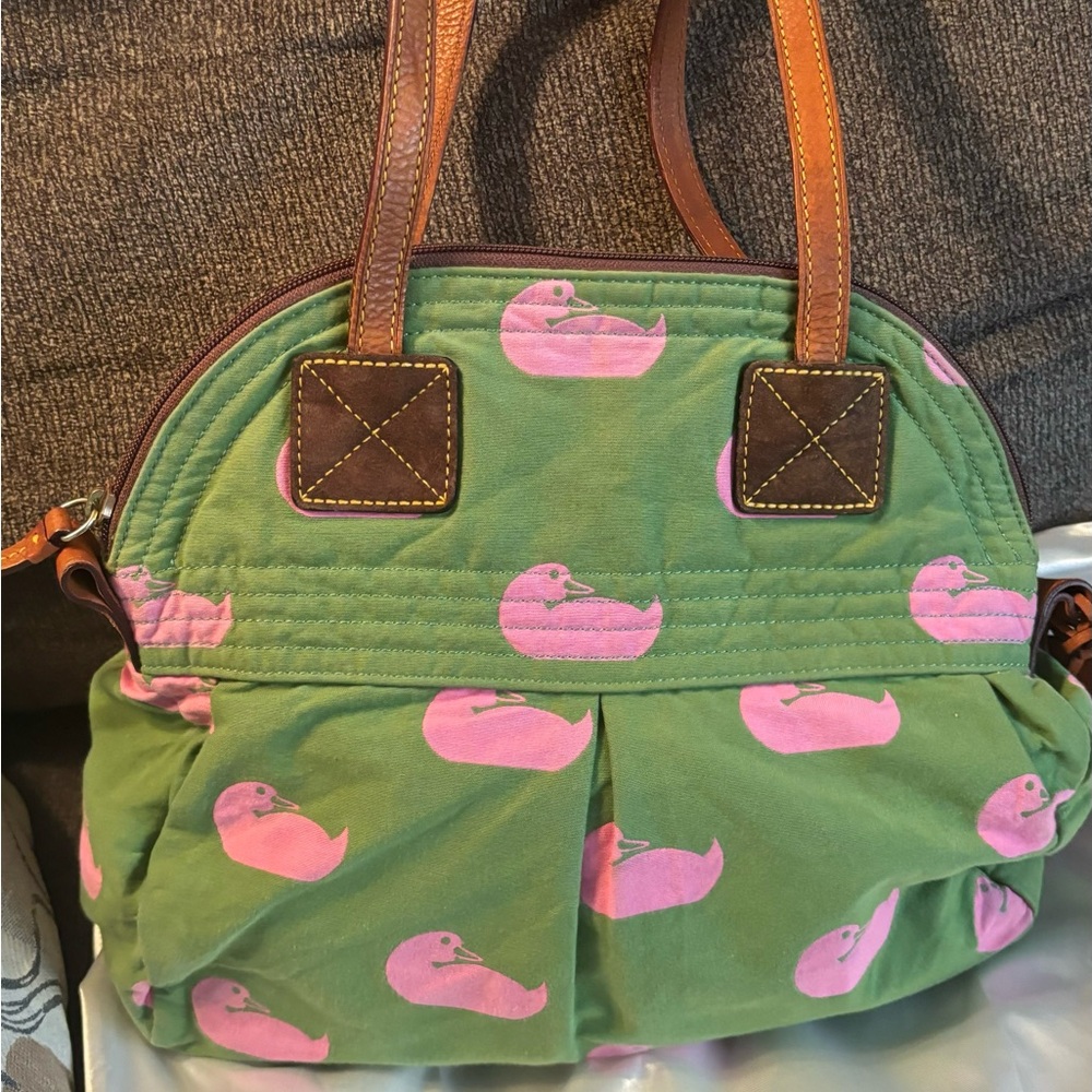 RARE🔥Authentic DOONEY & BOURKE Leather/cotton Duck print Satchel/Shoulder bag - Picture 13 of 16
